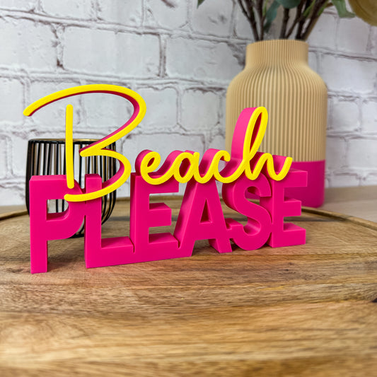 3D Schriftzug Beach please aus PLA als sommerliche Dekoration