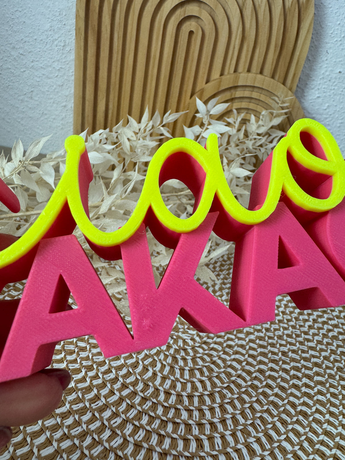 3D Schriftzug Ciao Kakao Pink-Neongelb – B-Ware