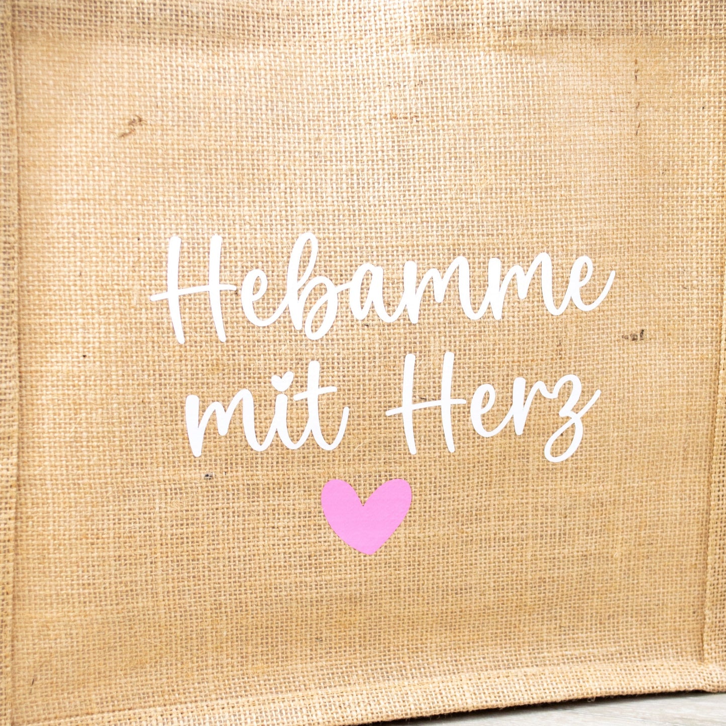Jutetasche Hebamme mit Herz