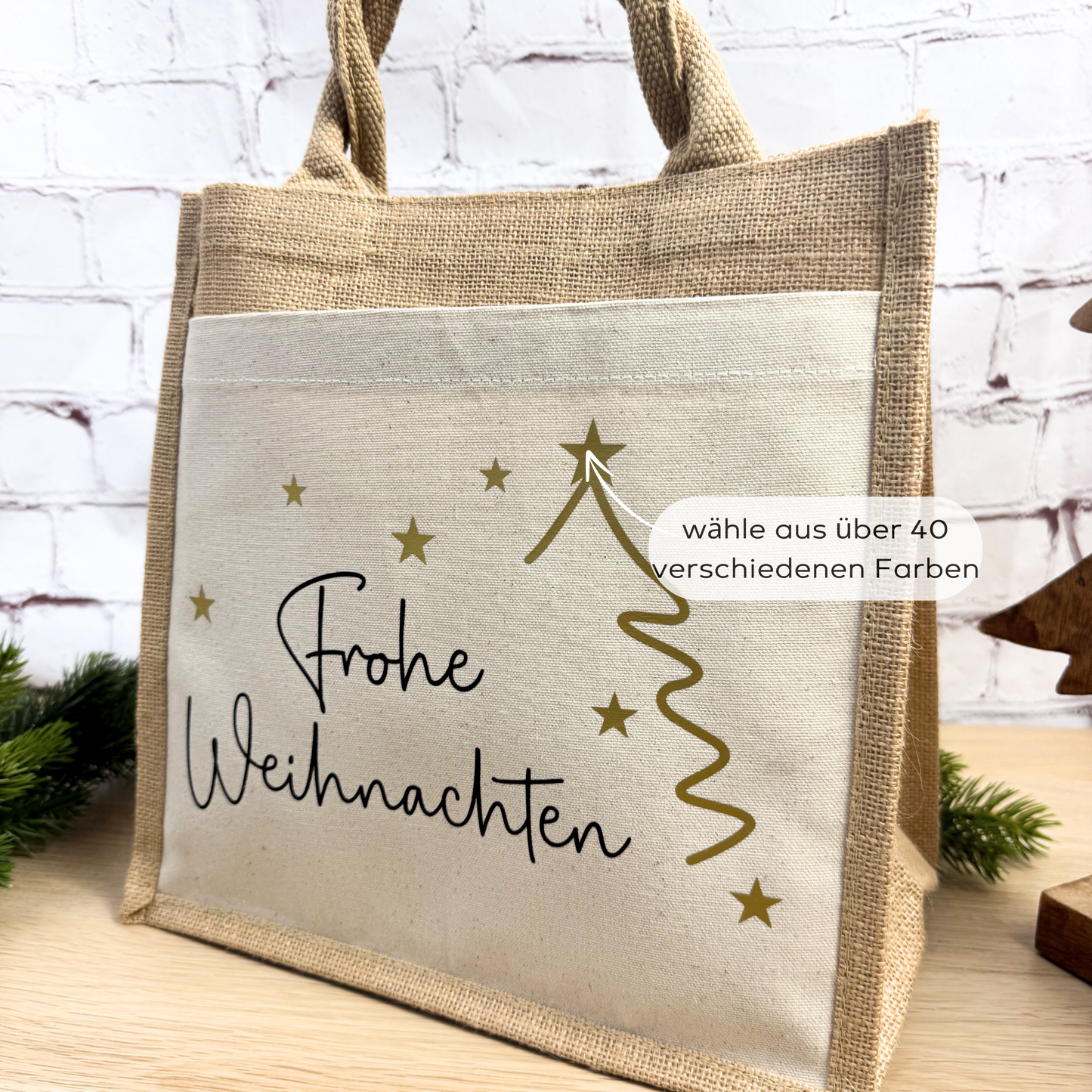 Jutetasche Frohe Weihnachten