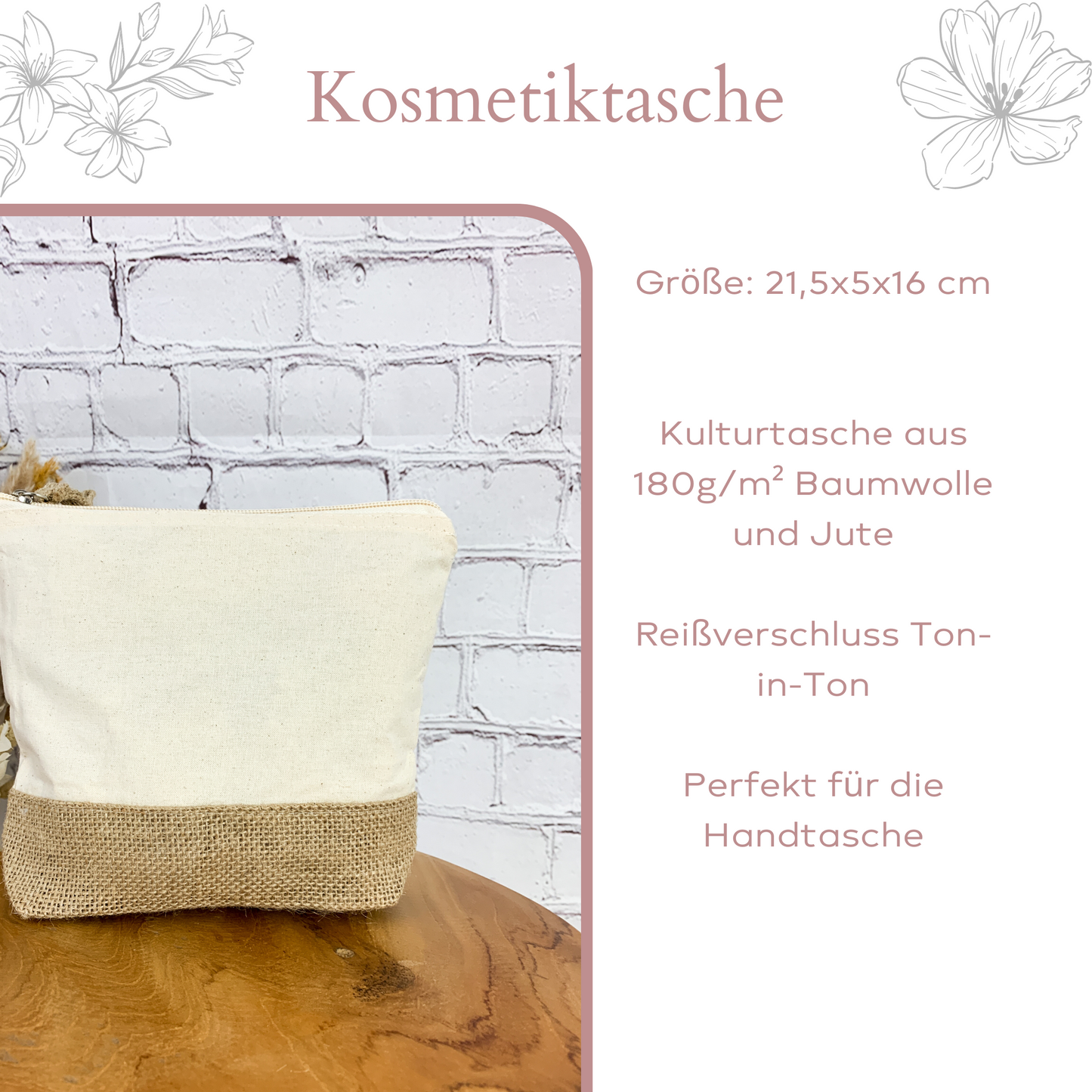 **Abverkauf** Kosmetiktasche Jute Herzensmensch