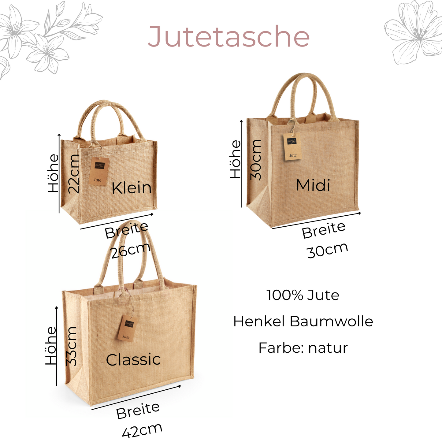 Jutetasche Hebamme mit Herz