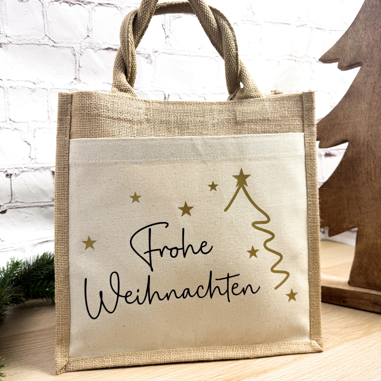 Jutetasche Frohe Weihnachten