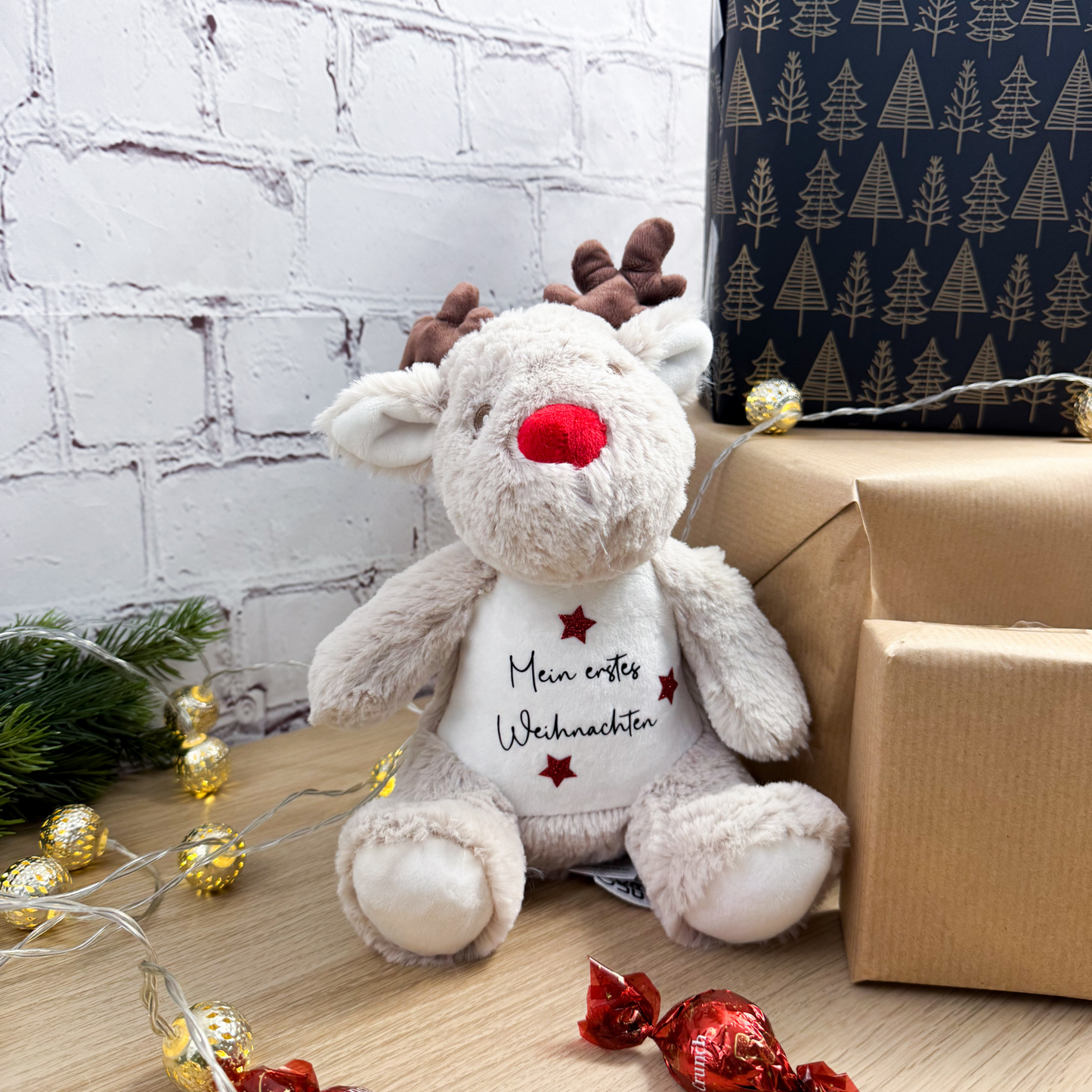 Kuscheltier Rentier Mein erstes Weihnachten