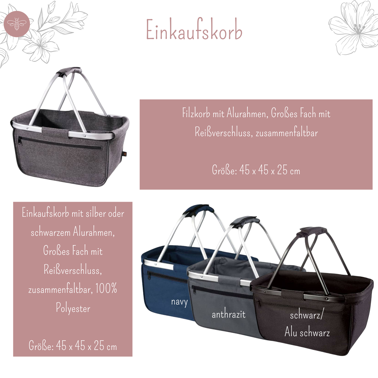 Filz-Einkaufskorb oder Polyester-Einkaufskorb für Lehrerinnen – praktisch und hochwertig.