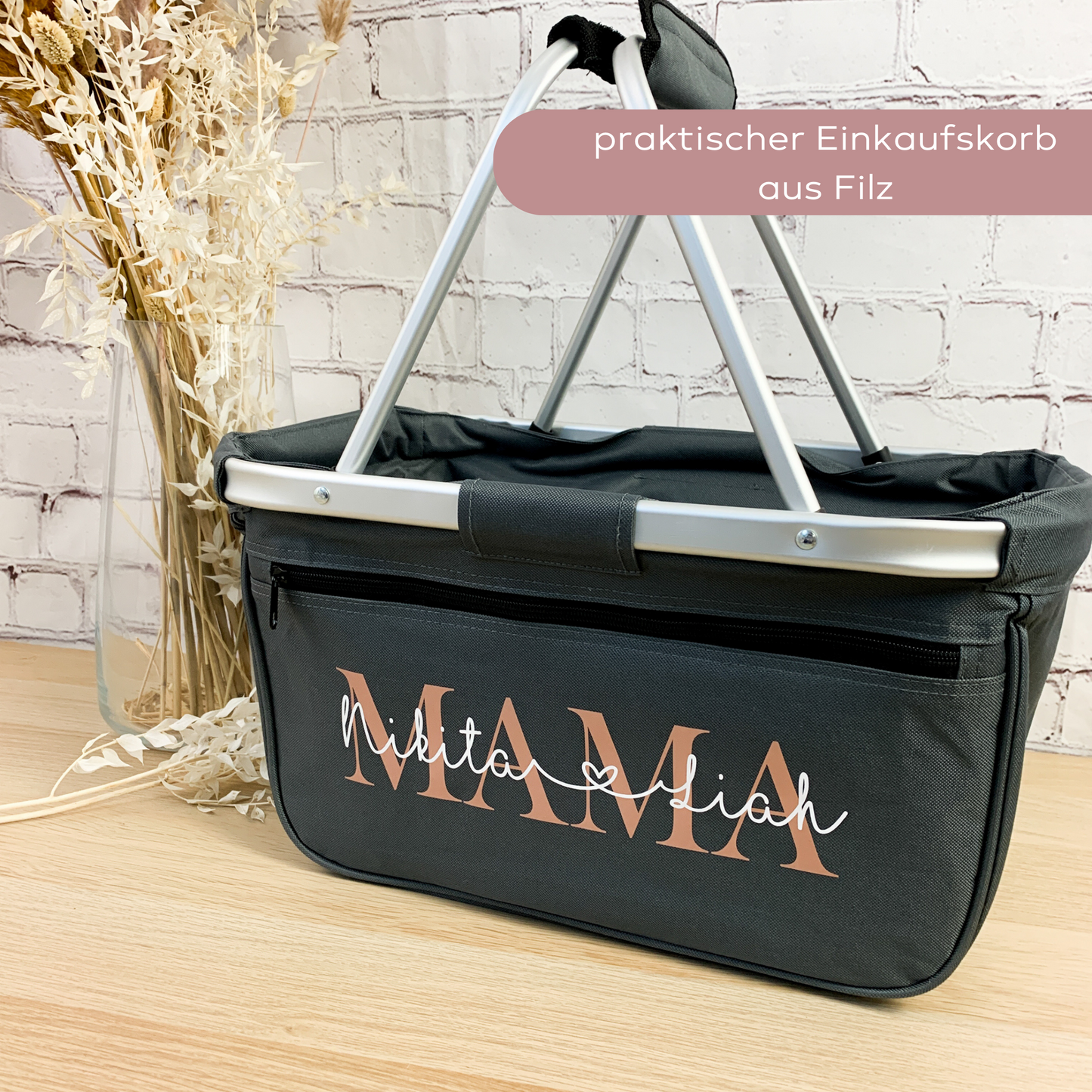 Personalisierter Einkaufskorb für Mama mit Kindernamen