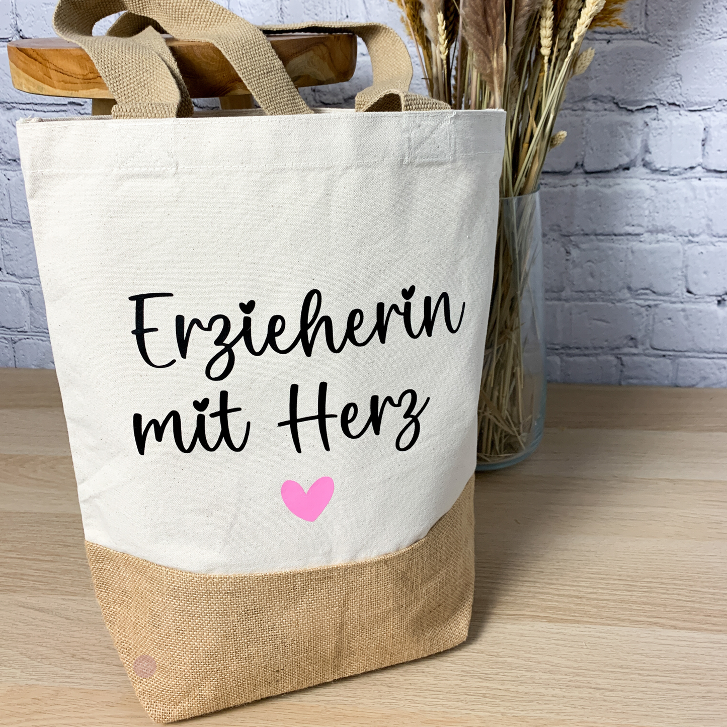 Juteshopper Erzieherin mit Herz - Erzieherin Geschenk Abschied