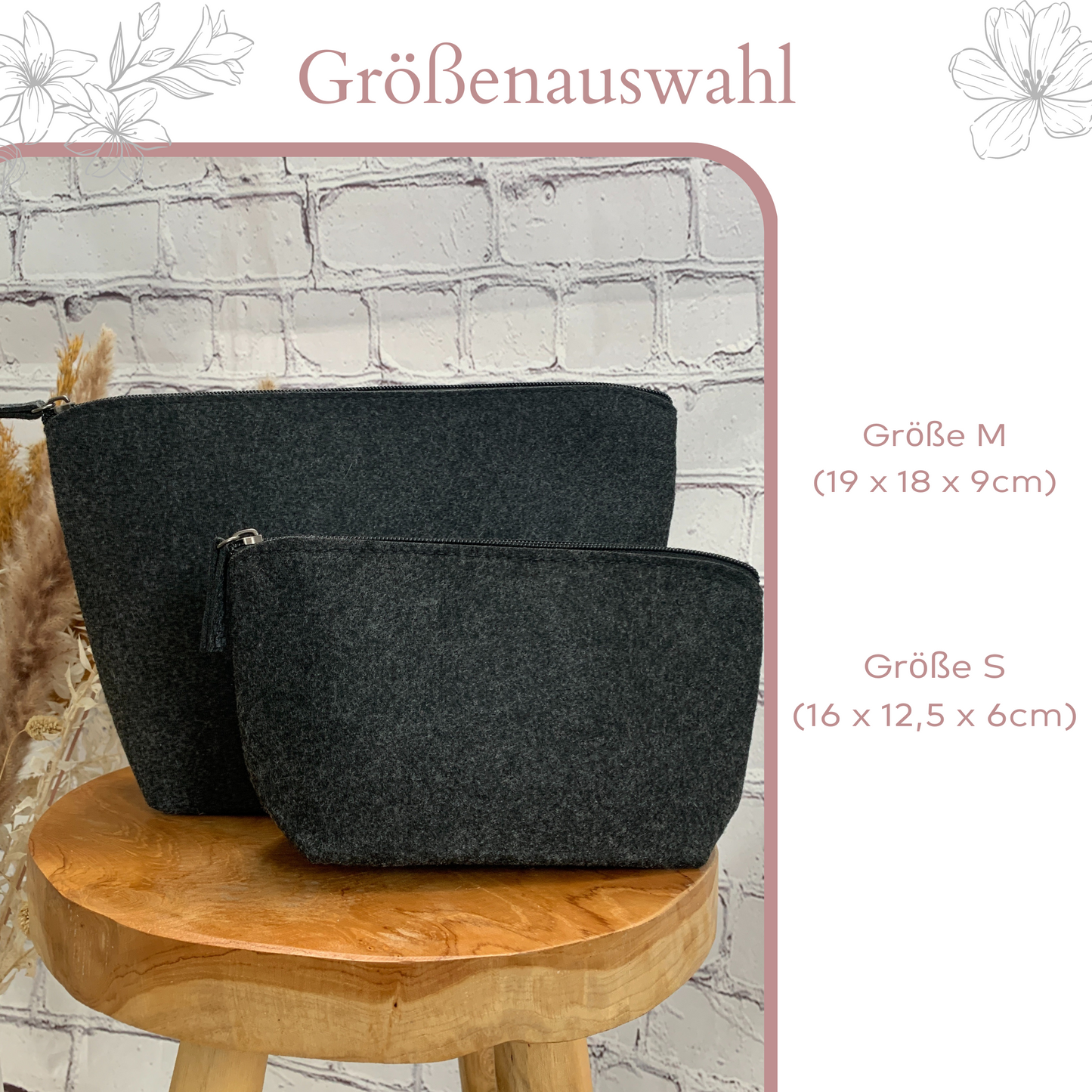 Kosmetiktasche aus Filz Lehrerin mit Herz