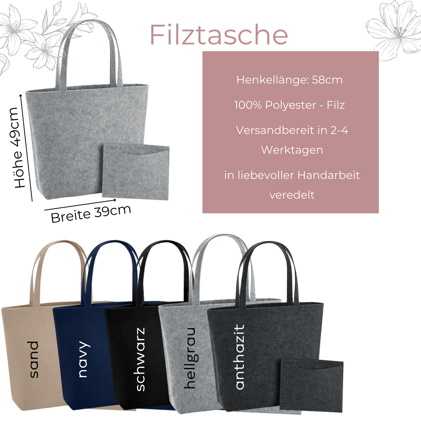 Filztasche Auswahl SueBeCreative