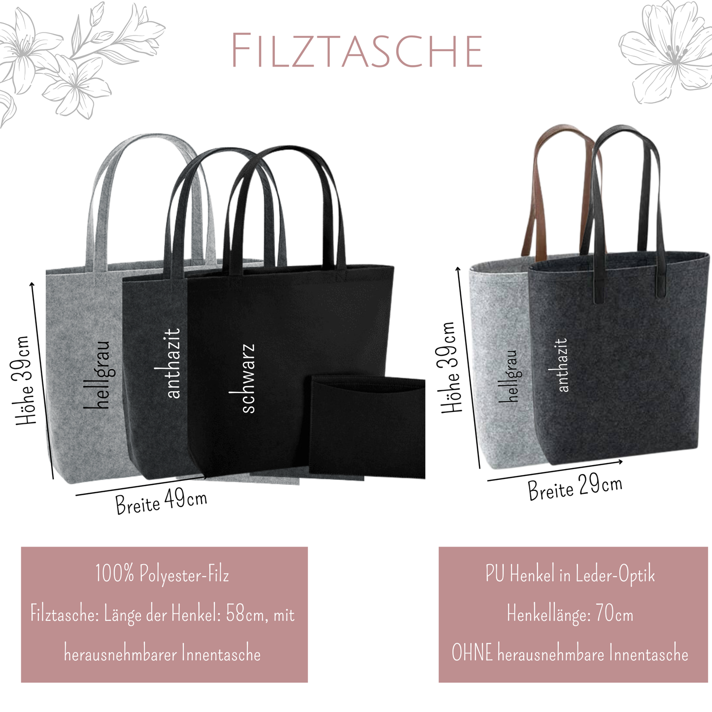 Filzshopper Erzieherin mit Herz