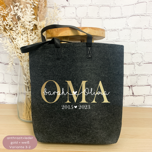 Filzshopper Leder Oma mit Kindernamen