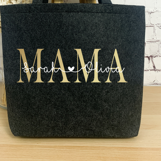 Filzshopper Mama mit Kindernamen: Persönliches Geschenk für Mama