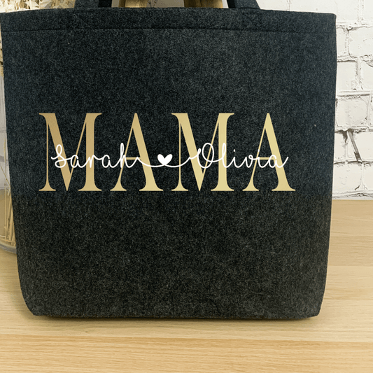 Filzshopper Mama mit Kindernamen: Persönliches Geschenk für Mama