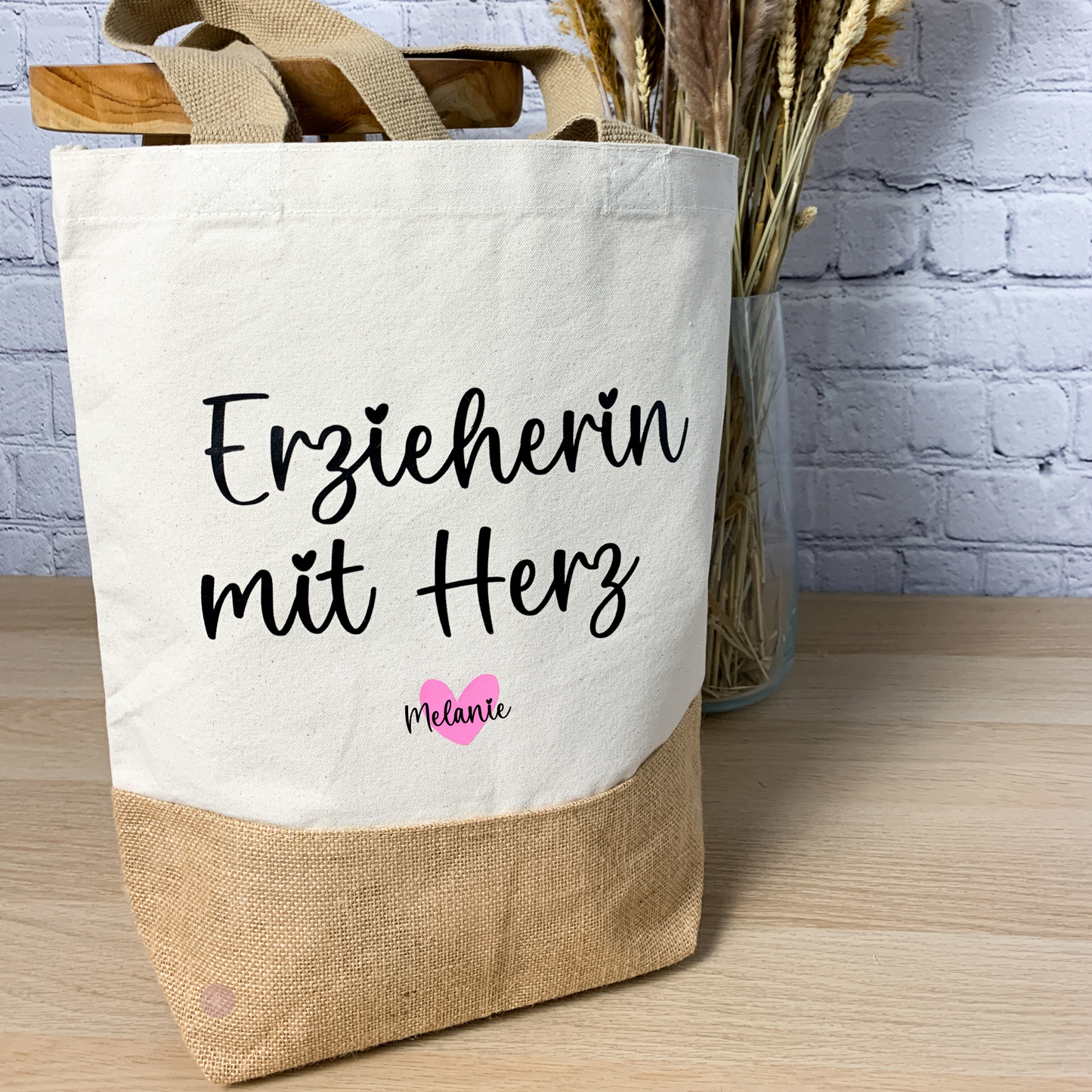 Juteshopper Erzieherin mit Herz - Erzieherin Geschenk Abschied