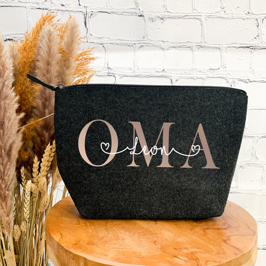 Kosmetiktasche Filz Oma + Namen Kinder
