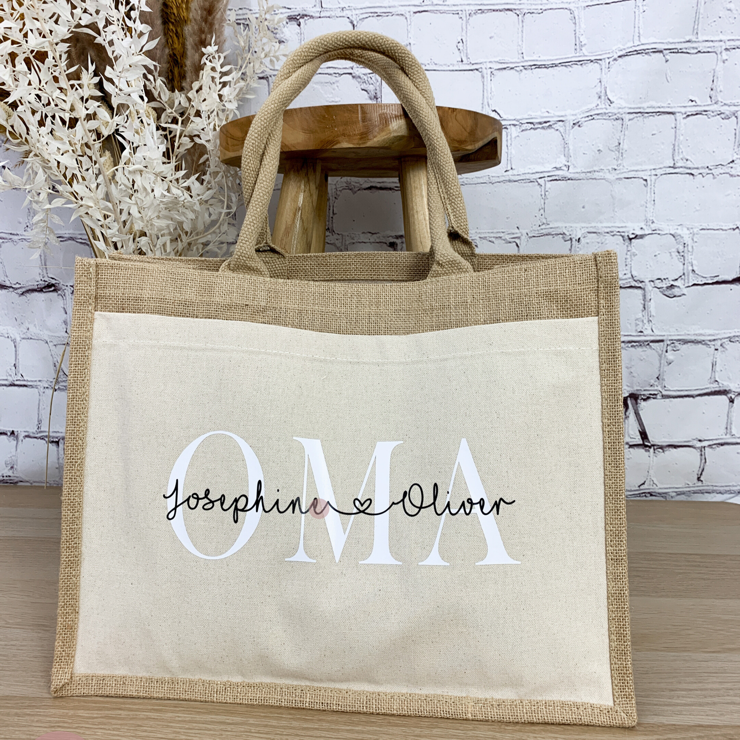 Jutetasche Oma mit Kindernamen