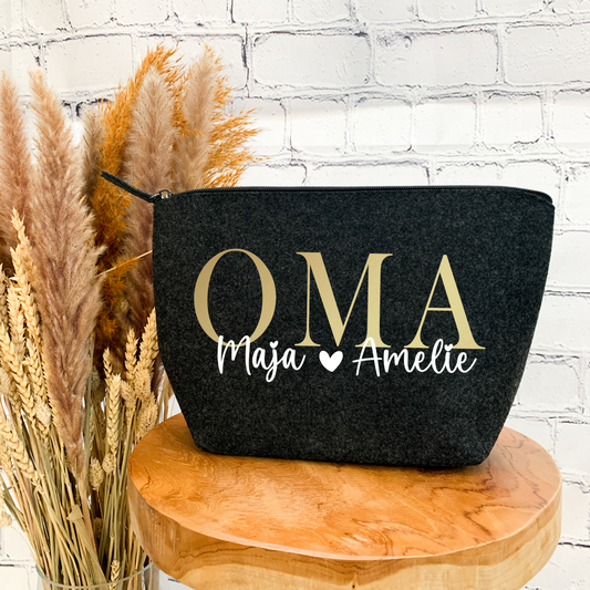 Kosmetiktasche Filz Oma + Namen