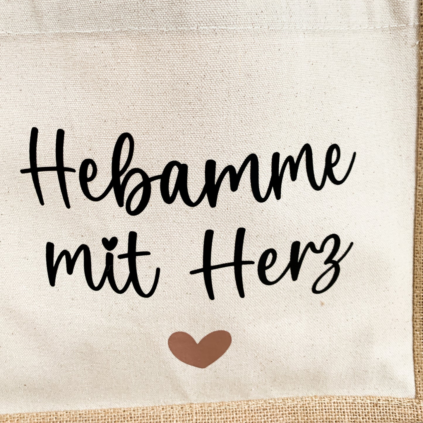 Jutetasche Hebamme mit Herz