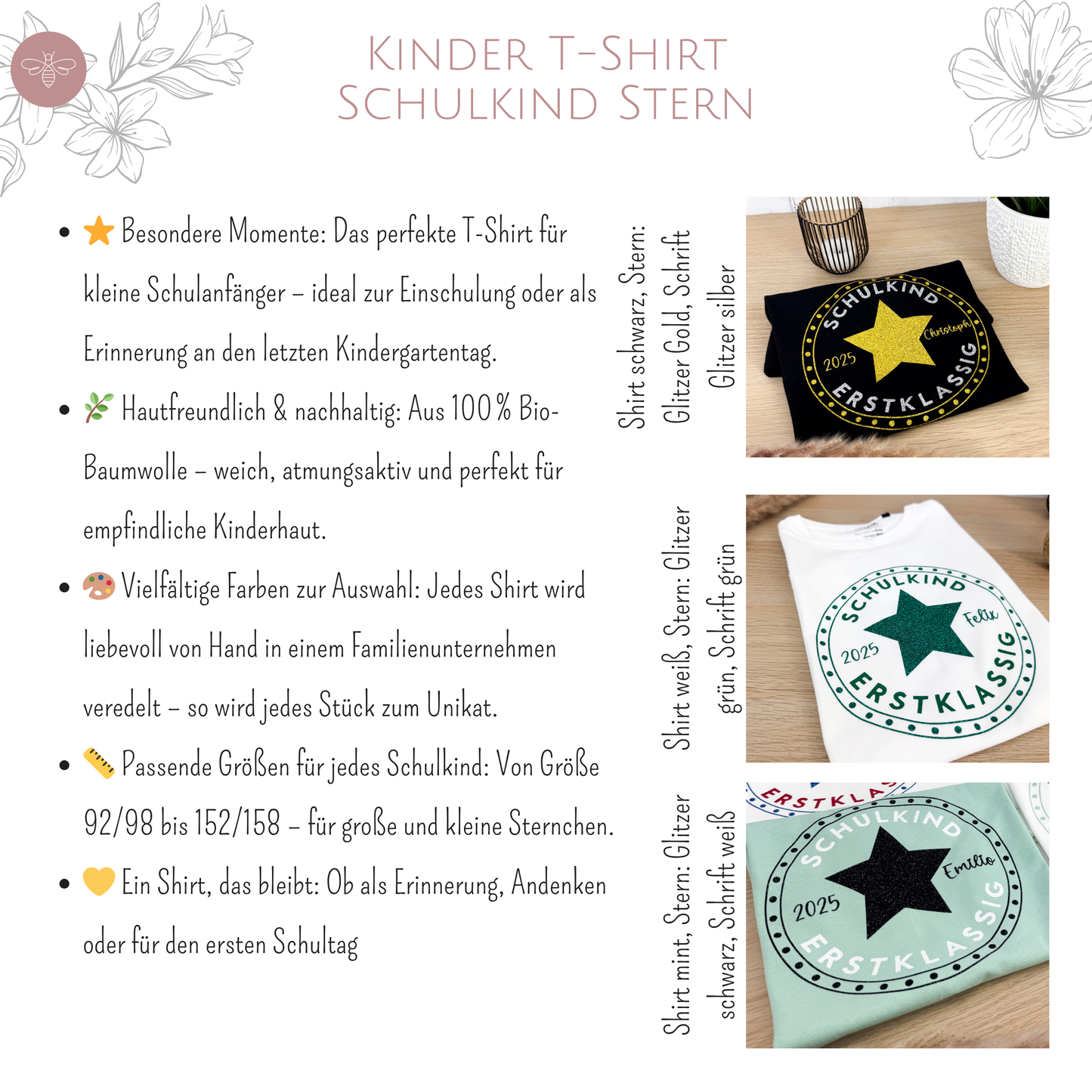 Kindershirt Schulkind Stern