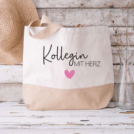 Baumwolljuteshopper Kollegin mit Herz