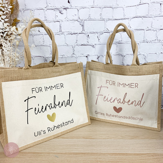 Jutetasche Für immer Feierabend