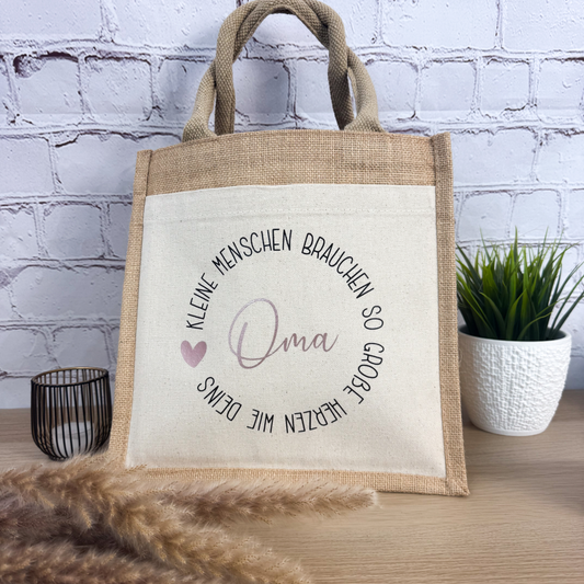 Jutetasche Kleine Menschen brauchen so große Herzen wie deins
