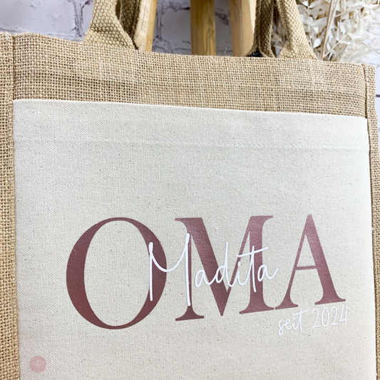 Jutetasche Oma mit Namen