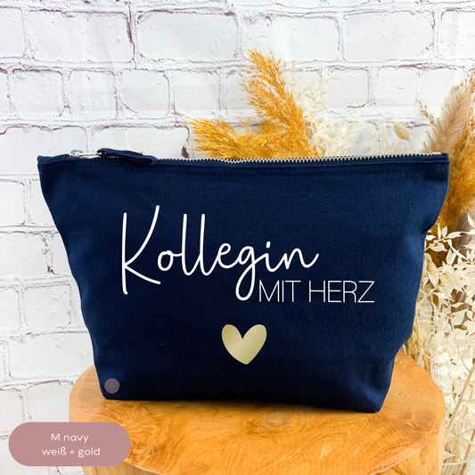 Kosmetiktasche Baumwolle Kollegin mit Herz