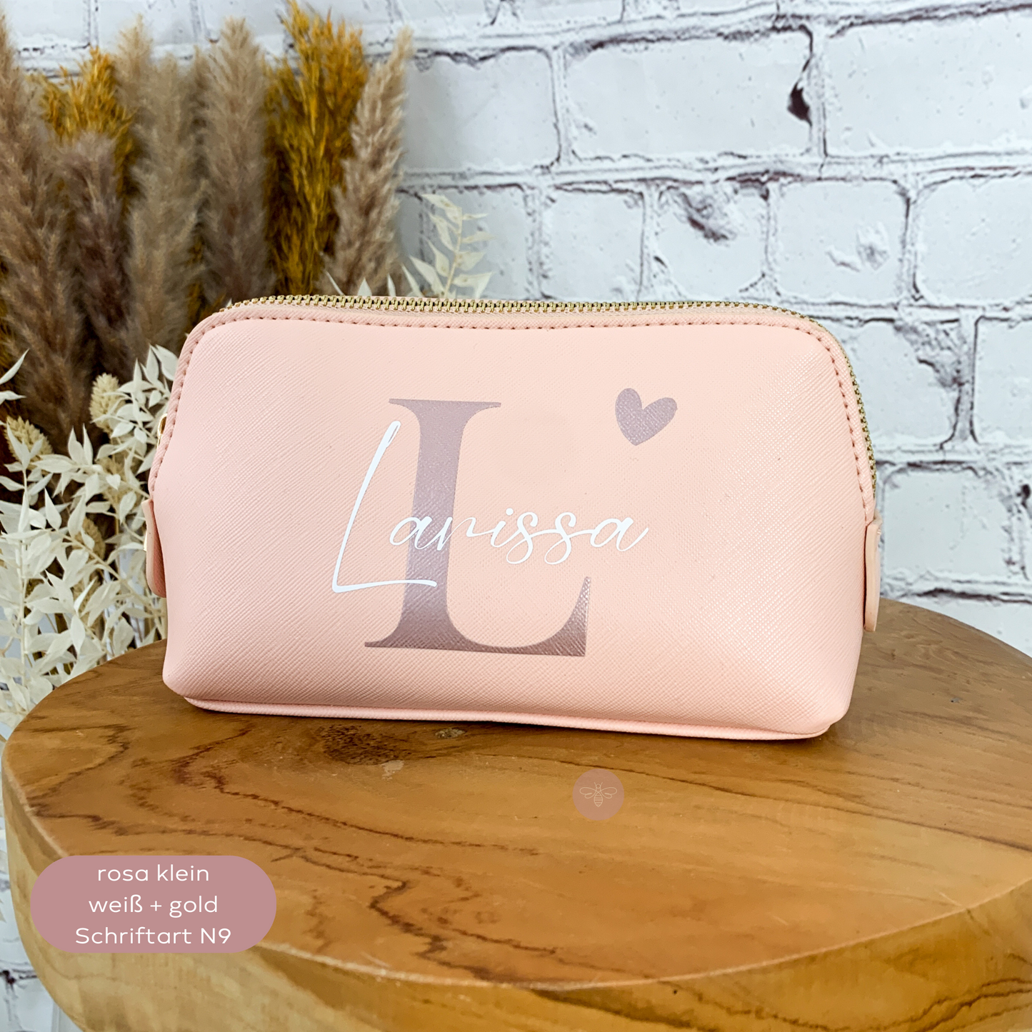 Kosmetiktasche personalisiert PU Leder Rosa SueBeCreative