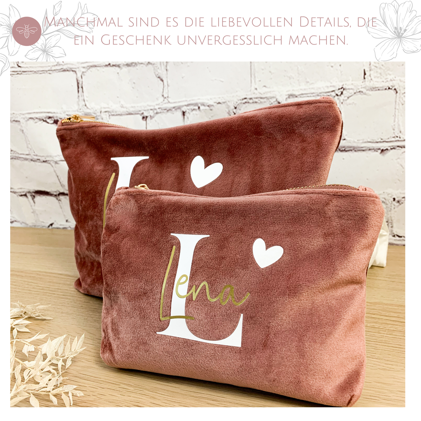 Personalisierte Kosmetiktasche aus Samt