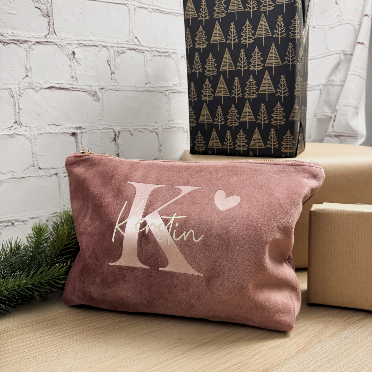 Personalisierte Kosmetiktasche aus Samt