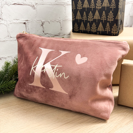 Kosmetiktasche Samt mit Initiale und Name