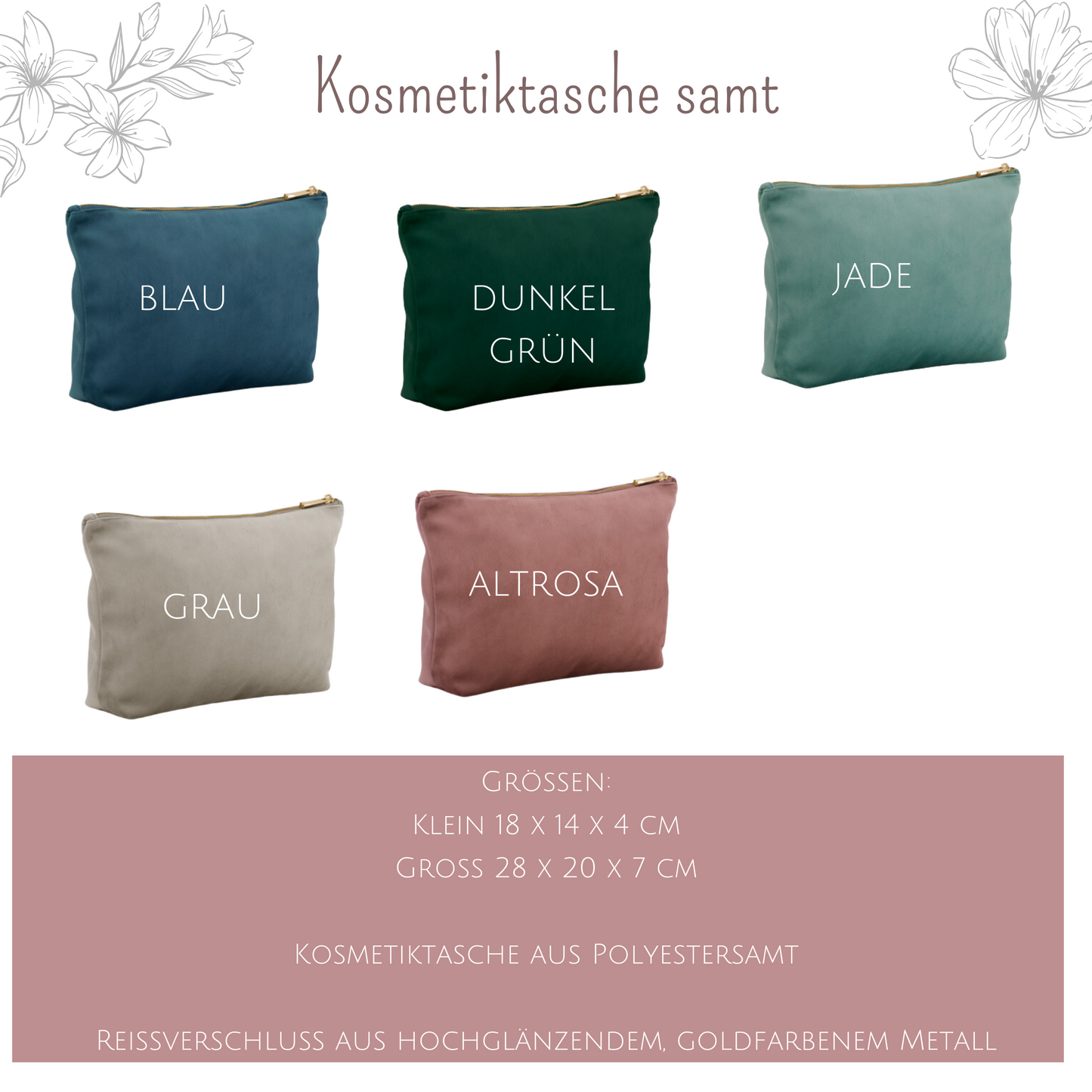 Personalisierte Kosmetiktasche aus Samt