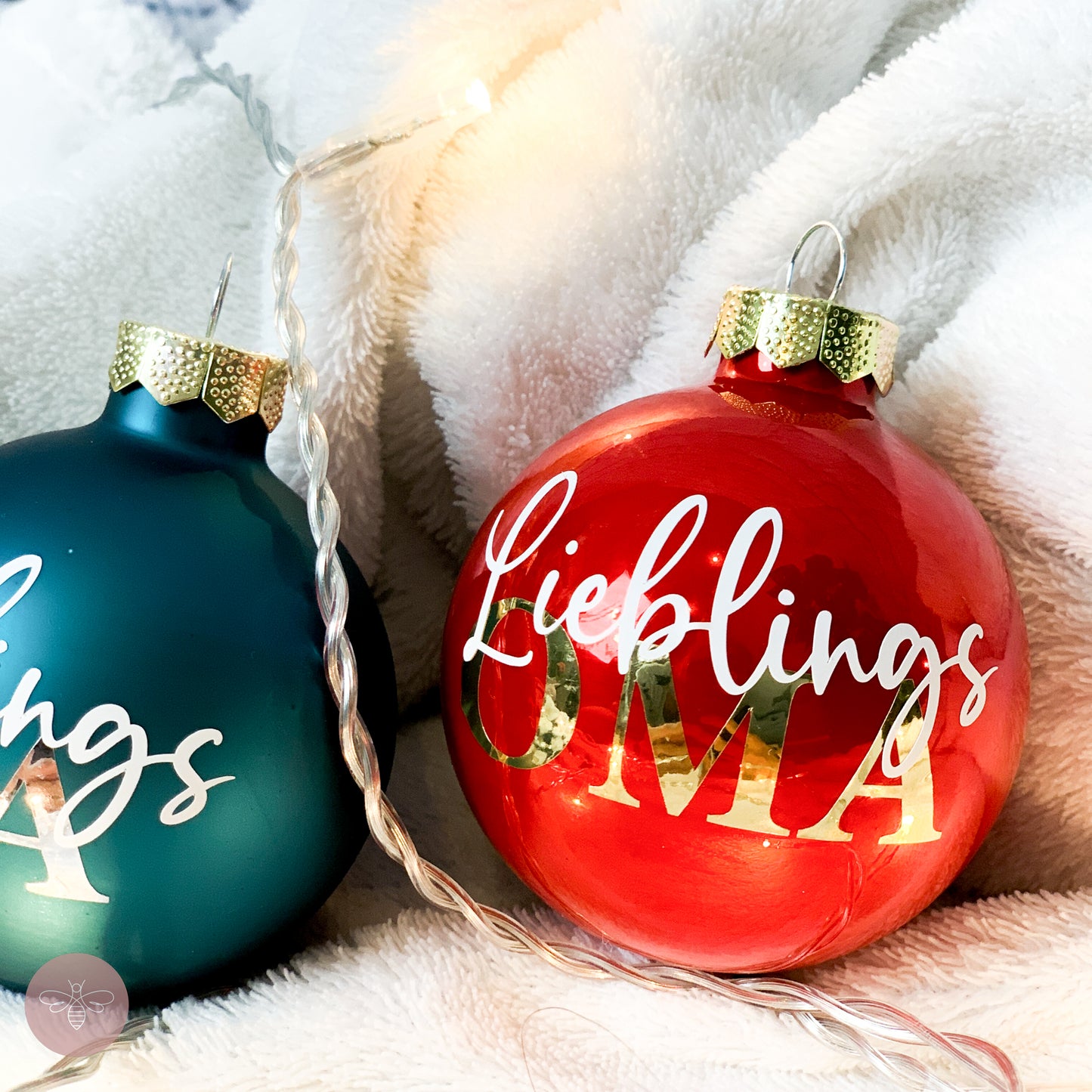 8 cm Weihnachtskugel Lieblings Oma, Lieblings Opa