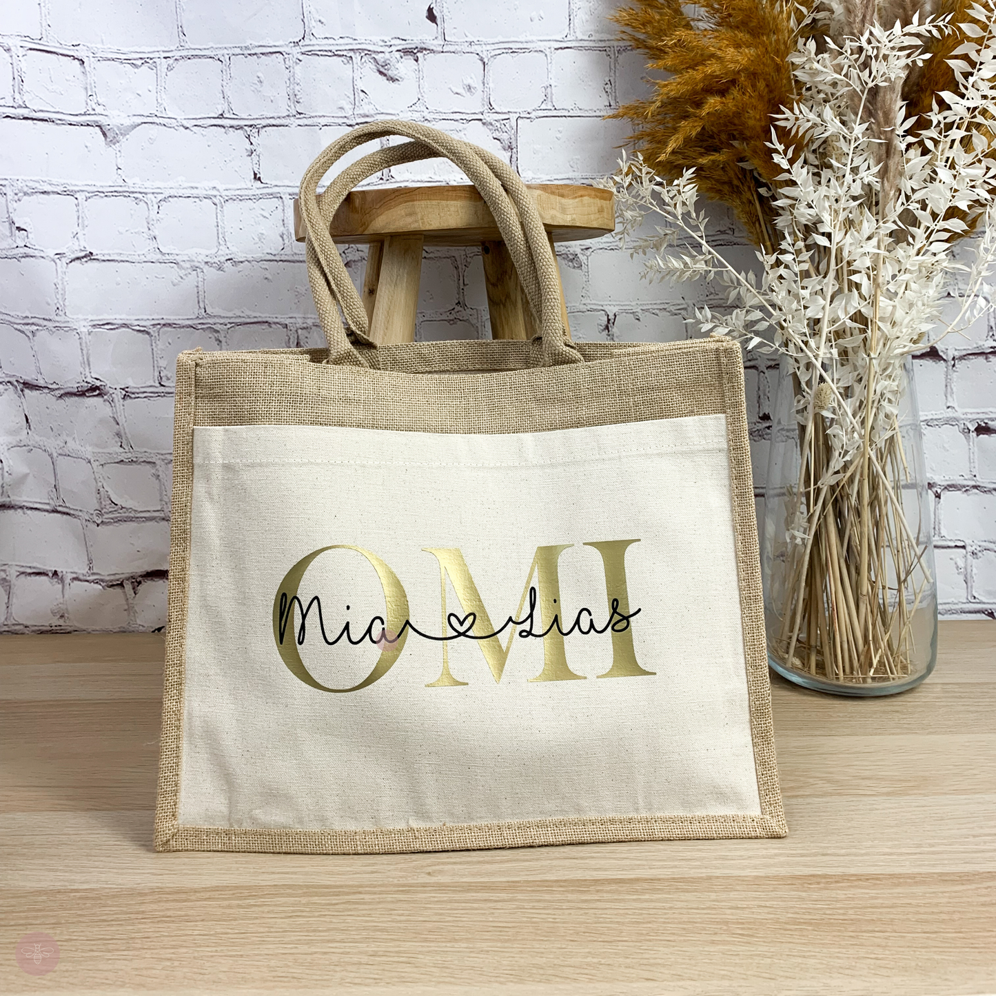Jutetasche Oma mit Kindernamen