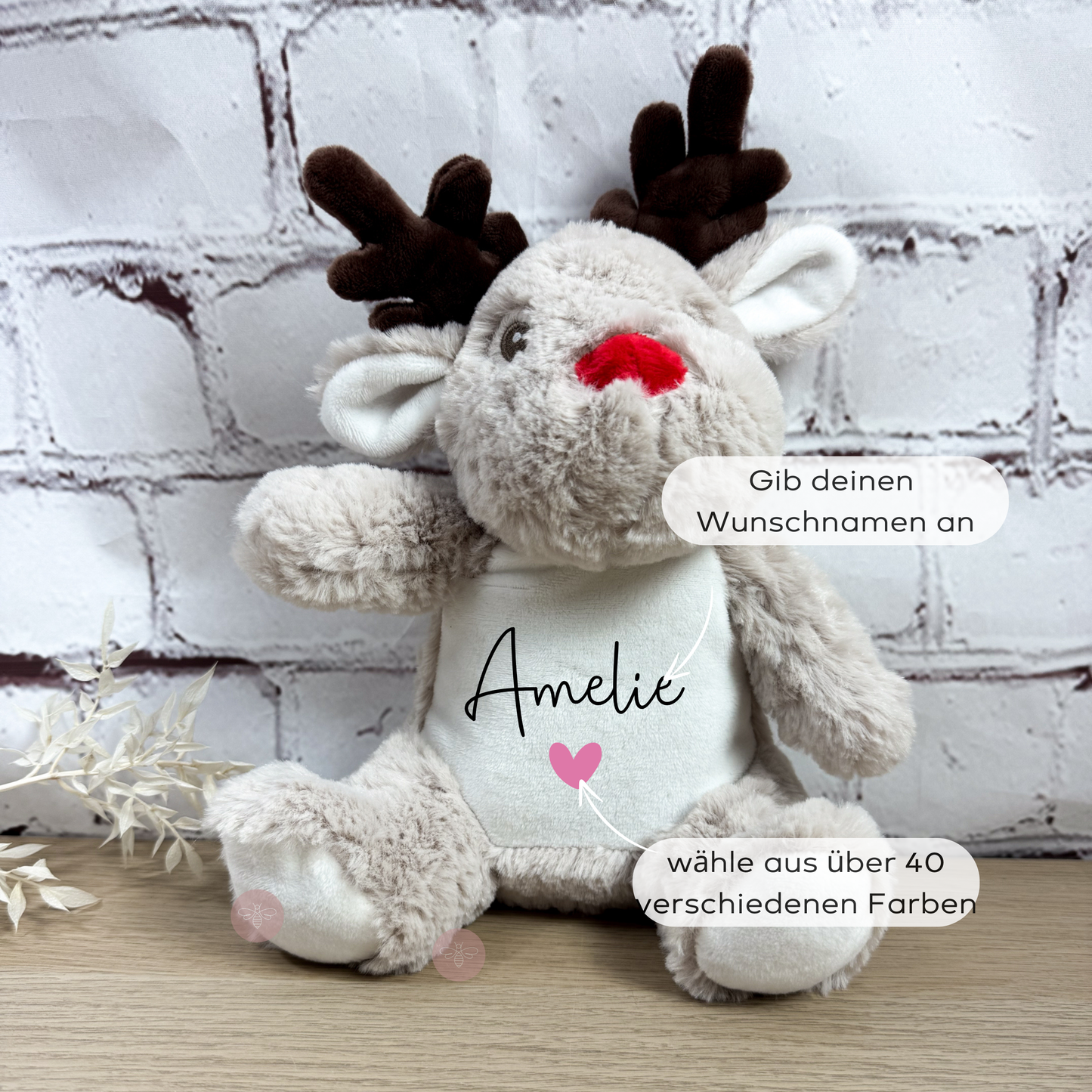Kuscheltier Rentier personalisiert