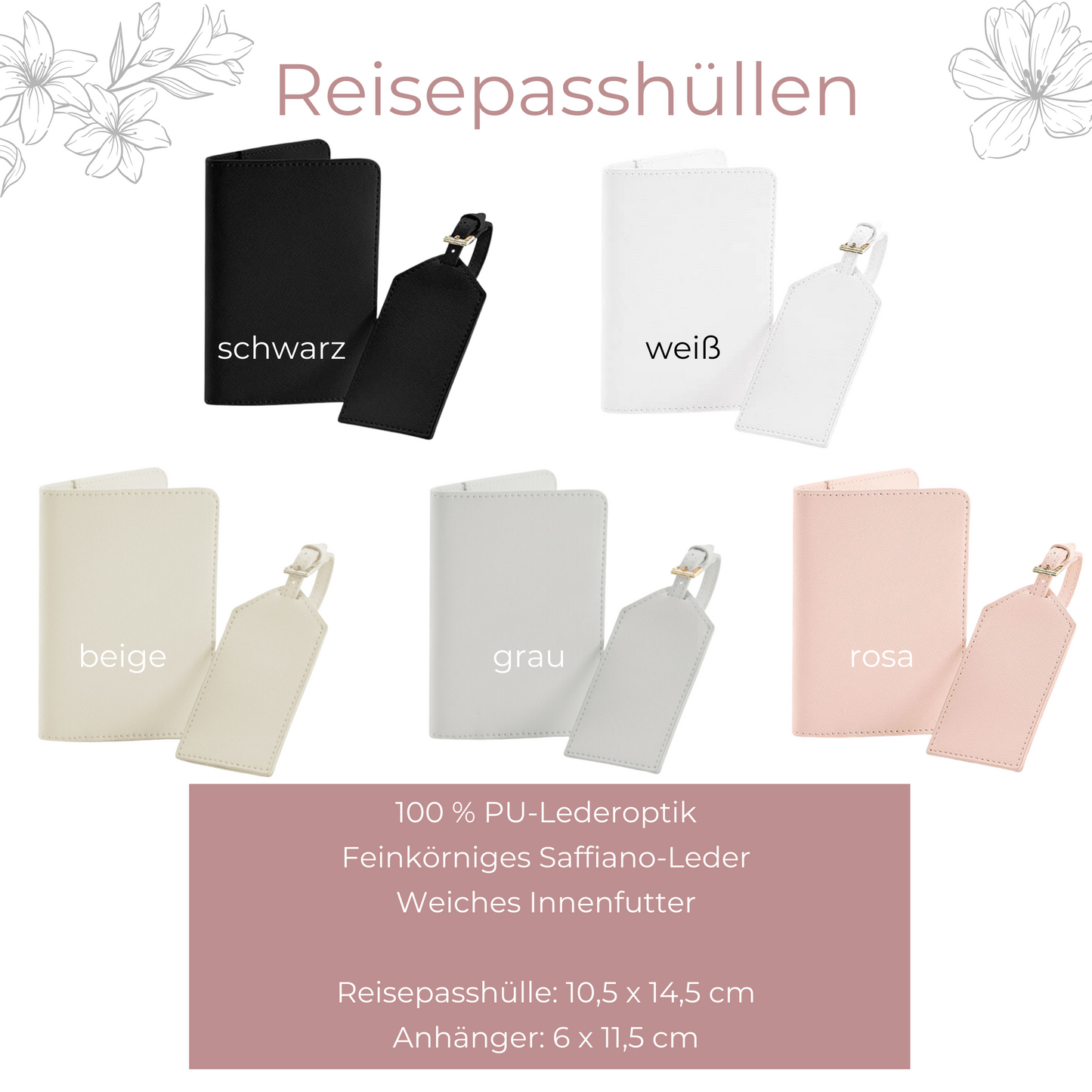 Reisepasshülle Initiale + Name