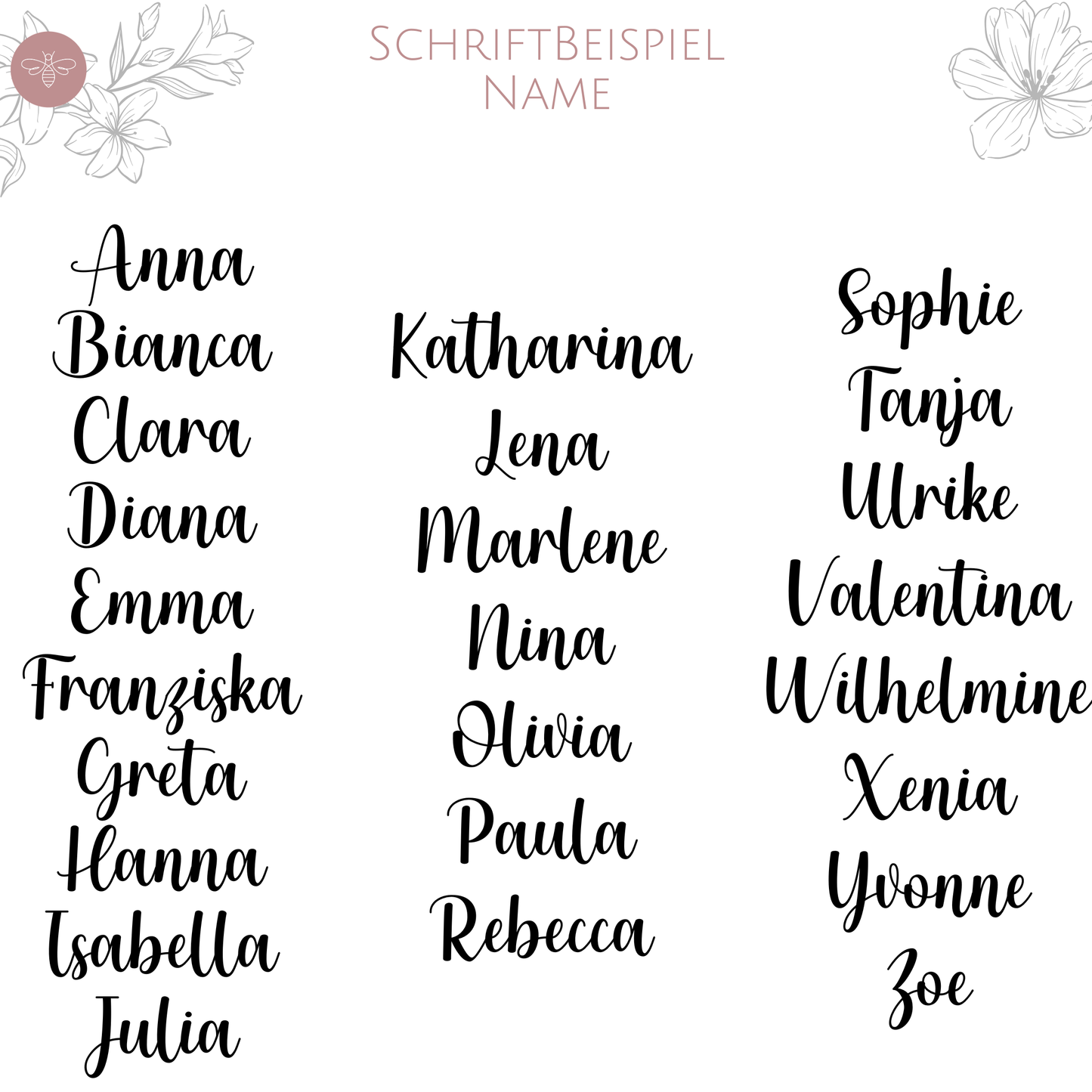 Schriftprobe personalisierte Weihnachtskugel mit eleganter Schreibschrift