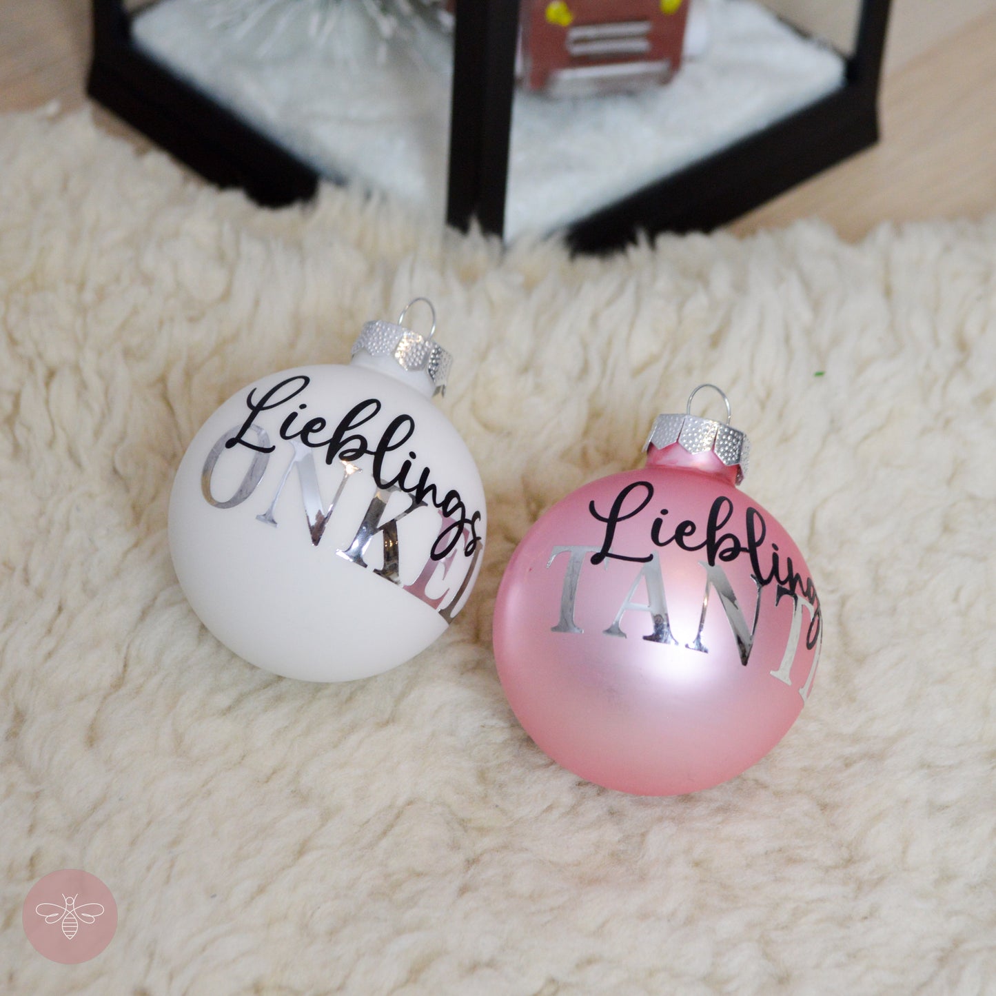8 cm Weihnachtskugel Lieblings Oma, Lieblings Opa