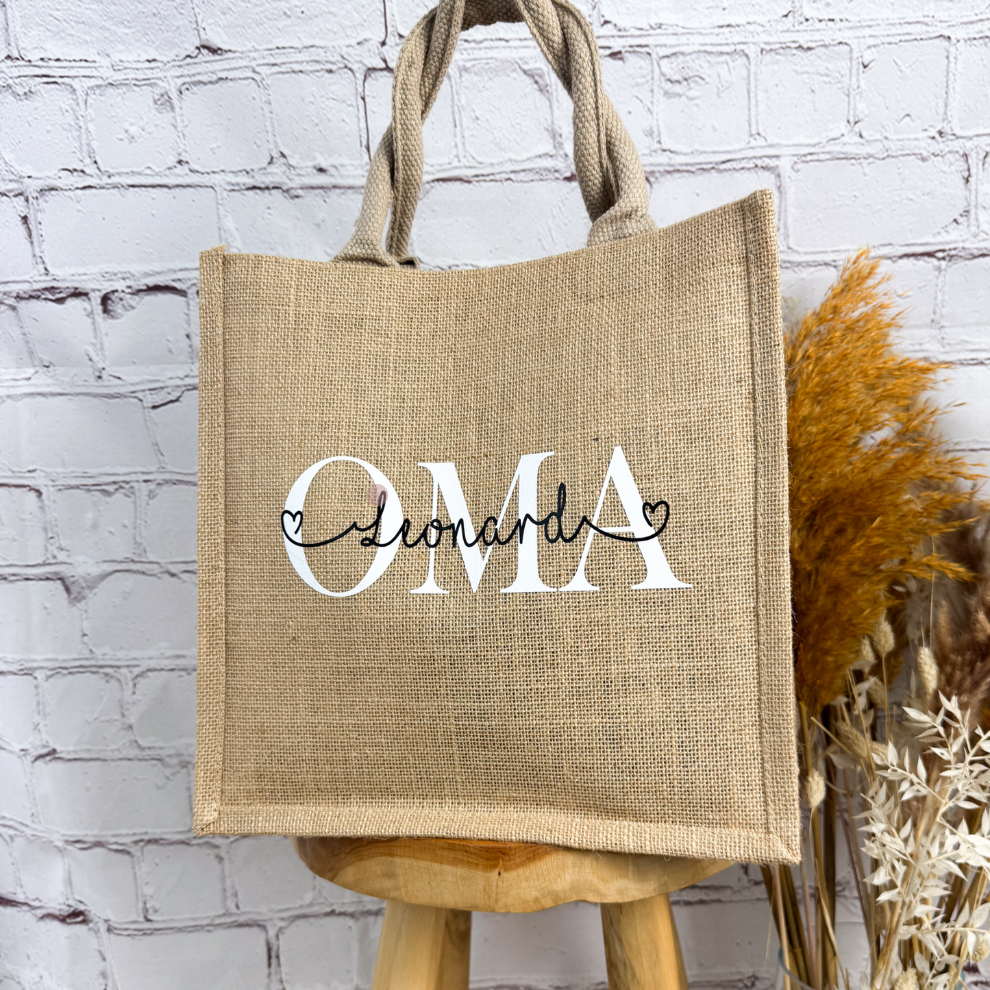 Jutetasche Oma mit Kindernamen