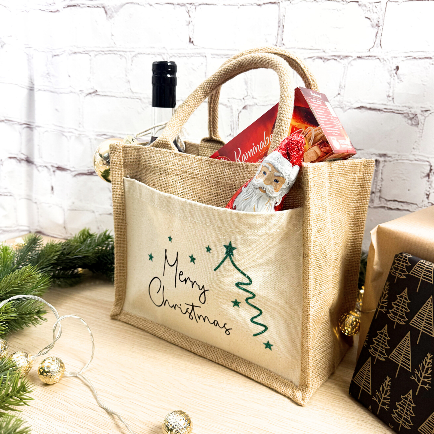 Jutetasche Frohe Weihnachten