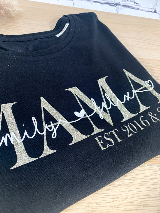 Mama TShirt mit Namen - Damen Organic Cotton