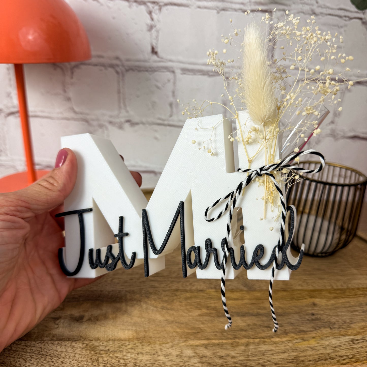 3D Just Married mit Initialen