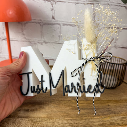 3D Just Married mit Initialen