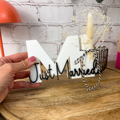 3D Just Married mit Initialen