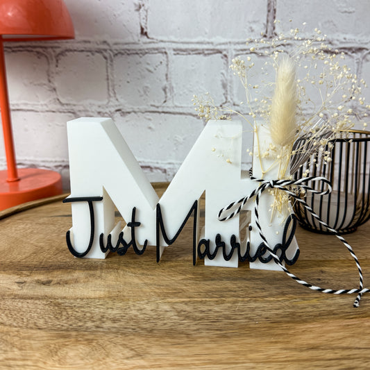 3D Just Married mit Initialen