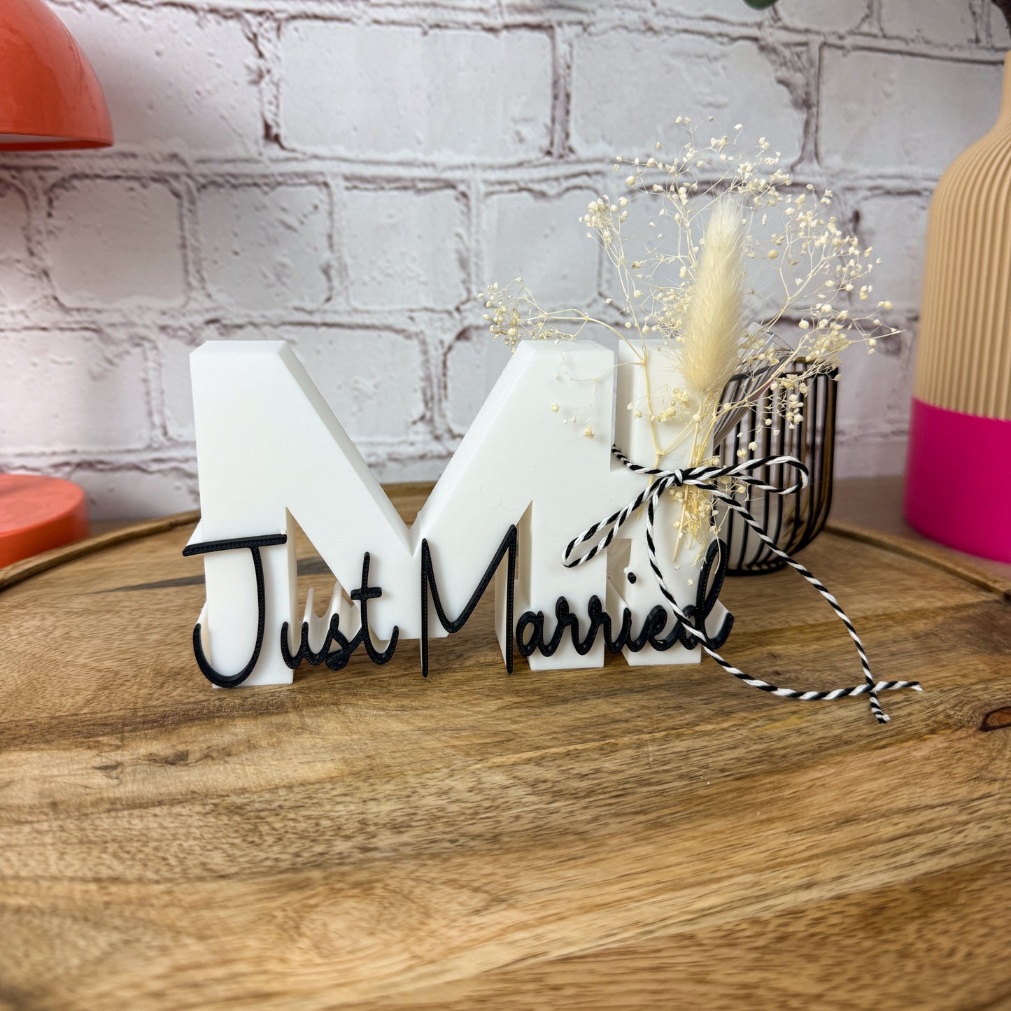 3D Just Married mit Initialen