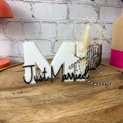3D Just Married mit Initialen
