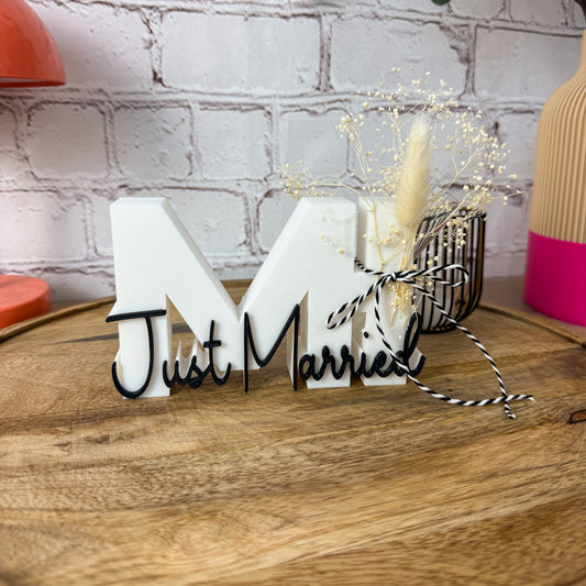 3D Just Married mit Initialen