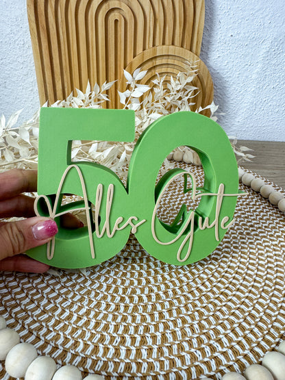 3D Geldgeschenk 50 Alles Gute Grün-Beige – B-Ware